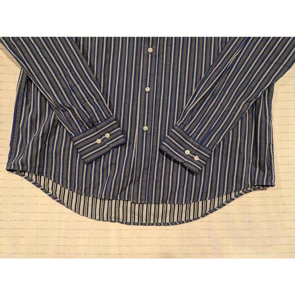 Robe Di Kappa Stylish Striped Button-Up Shirt Mens XL Blue White - Picture 6 of 13